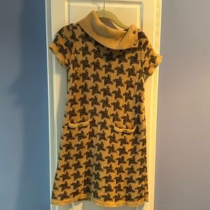 Janie and Jack Size 5 Knit Black & Tan Houndstooth Dress